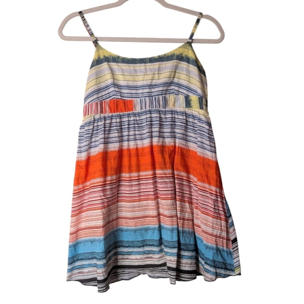 Charlotte Russe multicolor striped empire waist mini dress size Small Y2K bold